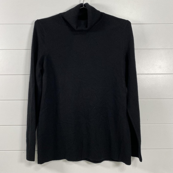 Talbots Sweater Womens Large Black 100% Cashmere Mock Neck Pullover Long Sleeve - Picture 1 of 10